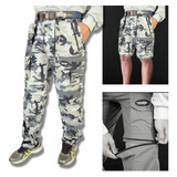 Calça De Pesca Mtk Amazon Vira Bermuda Camuflado Cinza