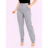 Calça Feminina Alfaiataria Com Cinto E Cintura Alta Elegante