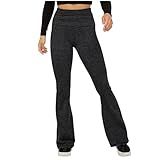 Calça Feminina Atlética De Ioga Para Mulheres Corte Alto Rodada Perna Larga Verão Outono Moda 2024 Z 560 Preto XGG