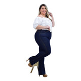 Calça Feminina Flare jeans azulao marinho 46 Ao 56 plus Size