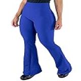 Calça Feminina MVB Modas Flare Pantalona Tecido Bolha Cintura Alta Moda