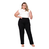 Calça Feminina Plus Size Senhoras Com Elástico Cintura