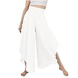 Calça Feminina Rodada De Perna Larga Com Cintura Alta Para Ioga Hippie E Pilates Boho Beach Plus Size Palazzo Branco P