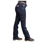 Calça Flare Jeans Carpinteira Feminina Os Boiadeiros Country Rodeio Cavalgada Cowgirl 46 Escura 