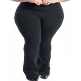 Calça Flare Plus Size Boca De Sino Bailarina Cintura Alta