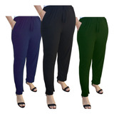 Calça Gestante Grávidas Em Malha Confortável Kit 3 Peças