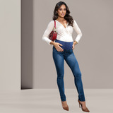 Calça Gestante Jeans Premium Cós De Suplex Confortável