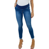 Calça Gestante Legging Jeans Com Bolso E Cós De Suplex