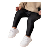 Calça Infantil Em Cirrê Imitação De Couro Legging Moda Bebê
