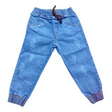 Calça Infantil Jeans Jogger Masculina Menino Com Punho