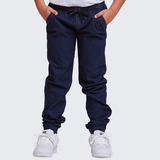 Calça Infantil Jeans Jogger Masculina Menino Com Punho