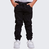 Calça Infantil Jeans Jogger Masculina Menino Com Punho