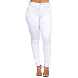 Calça Jeans Branca Feminina Skinny Cintura