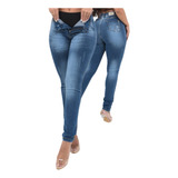 Calça Jeans Cinta Modeladora Super Lipo Lycra Empina Bumbum