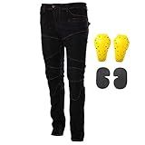 Calça Jeans De Motociclismo Armor Racing Com 4 Joelheiras Protetoras De Quadril M 30 Preto