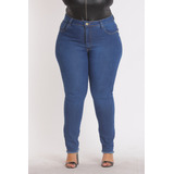 Calça Jeans Feminina Desfiada Na Barra Cor Escura Plus Size
