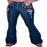 Calça Jeans Feminina Flare Bordada Country Dirty Rodeo Farm
