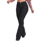 Calça Jeans Feminina Flare Cós Alto Empina Bumbum Modeladora
