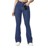 Calça Jeans Feminina Flare Cós Alto Hot Pants Levanta Bumbum