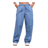 Calça Jeans Feminina Pantalona Wide Leg Cos Alto C Elastico