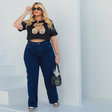 Calça Jeans Feminina Plus Size Empina Bumbum Com Elastano
