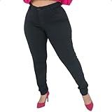 Calça Jeans Feminina Plus Size Preta Skinny Cintura Alta Com Lycra Levanta Bumbum Calças Femininas Mulheres Cós Alto 50 Preto 