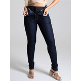 Calça Jeans Feminina Sawary Cintura Alta Modeladora Lycra