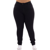 Calça Jeans Feminina Skinny Cor Preta Cintura Alta