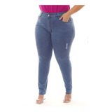 Calça Jeans Feminina Skinny Plus Size Azul Claro