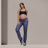 Calça Jeans Fino Gestante Soltinha Com Regulagem No Cós