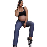 Calça Jeans Fino Gestante Soltinha Com Regulagem No Cós