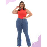 Calça Jeans Flare Boca De Sino Empina Bumbum E Cintura Alta