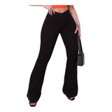 Calça Jeans Flare Feminina Cintura Alta Elastano Blogueira
