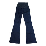 Calça Jeans Gestante Flare Bolso Faca Azul Gravida