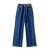 Calça Jeans Infantil Feminina De Verão Com Alça Elástica Cintura Alta Slim Flare Calças Moda Bebê Tropical Azul 10 12 Anos 