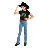 Calça Jeans Infantil Feminina Flare Moda Country Boiadeira