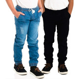 Calça Jeans Infantil Masculino Jogger Juvenil
