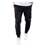 Calça Jeans Jogger Masculina Elastano Lisa Sarja Premium