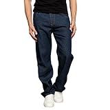 Calça Jeans Masculina Folgada Boca Larga Corte Reto Estilo Balao 44 Azul Escuro