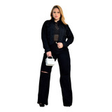 Calça Jeans Pantalona Wide Lag Moda Feminina