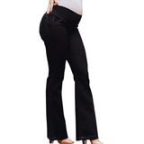 Calça Jeans Preta Grávida Gestante Amaciado Flare