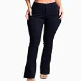 Calça Jeans Sarja Feminina Sawary Boot Cut Flare Boca De Sino Com Elastano Cintura Média BR Numérico 46 Preta