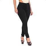 Calça Jeans Skinny Feminina Cintura Alta Com Elastano Empina Levanta Bumbum Calças Premium BR Cintura 44 Slim Alto Preto