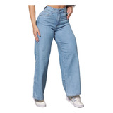 Calça Jeans Wideleg Pantalona Premium Cintura Alta Blogueira