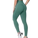 Calça Legging Academia Sem Costura Selene Cós Cintura Alta Fitness Verde Mescla G