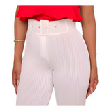 Calça Legging Canelado Cintura Alta Acompanha O Cinto Skinny