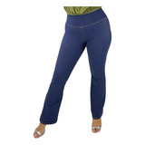 Calça Legging Feminina Cotton Jeans Boca De Sino Plus Size