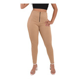 Calça Legging Feminina Montaria Canelada 3d Ziper Modeladora