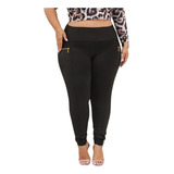 Calça Legging Feminina Montaria Ziper Plus Size Cintura Alta