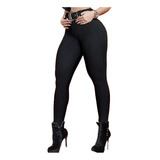 Calça Legging Grossa Malha Com Cinto